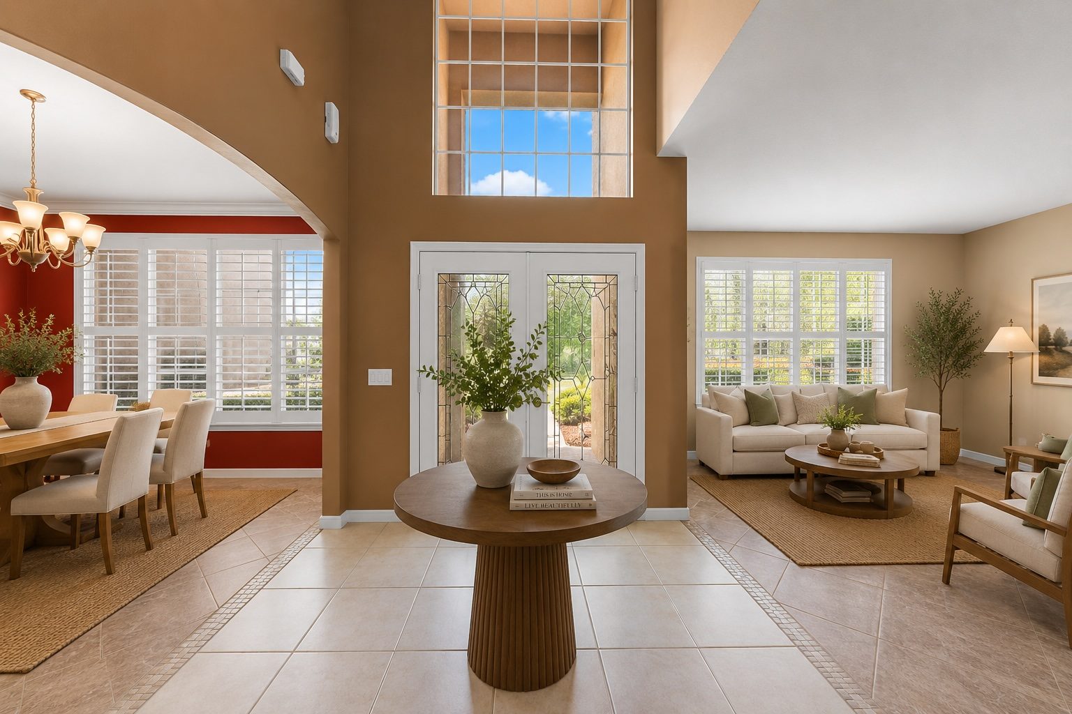 Two-story foyer with formal living and dining