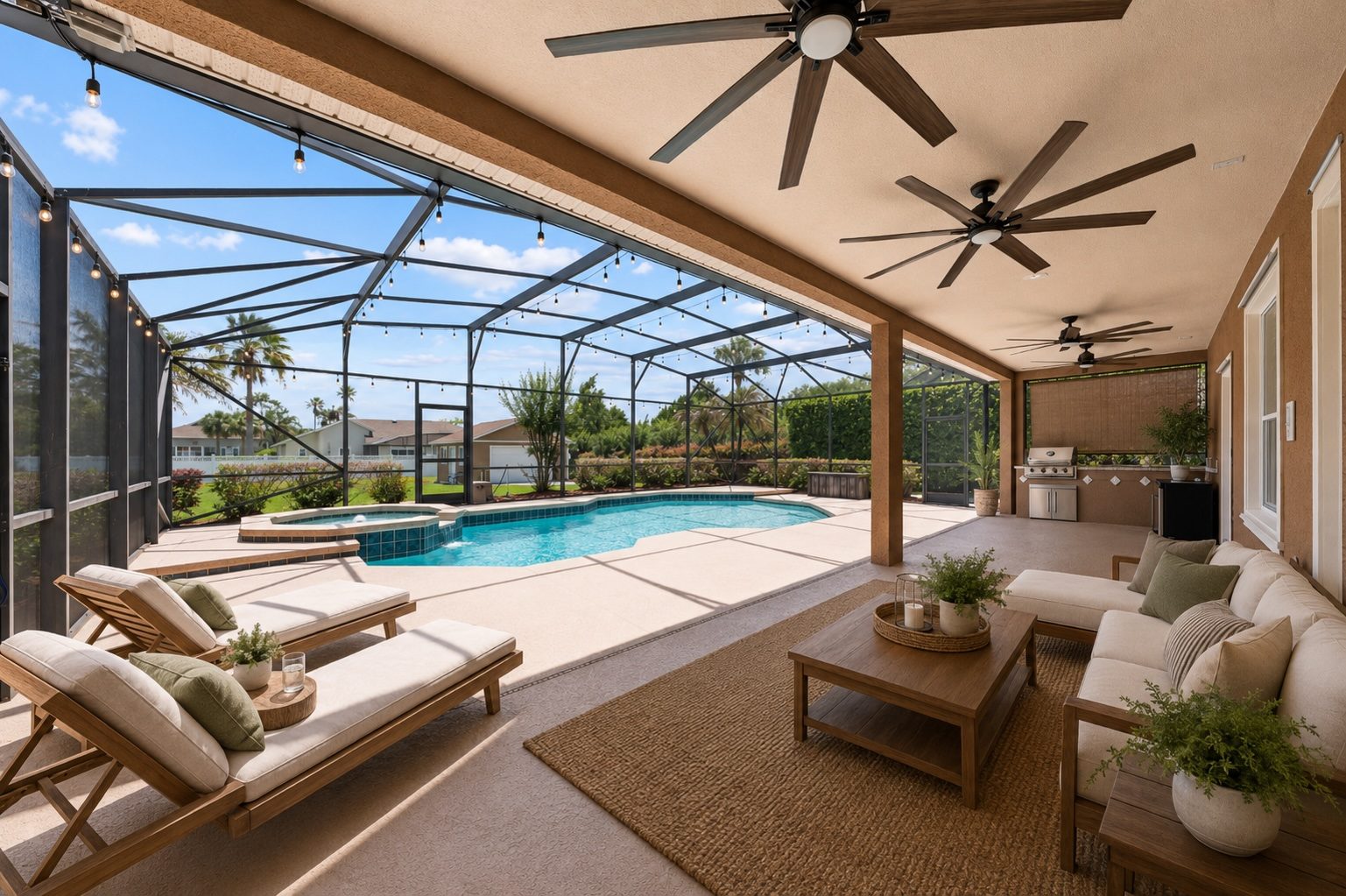 Covered lanai and screened pool