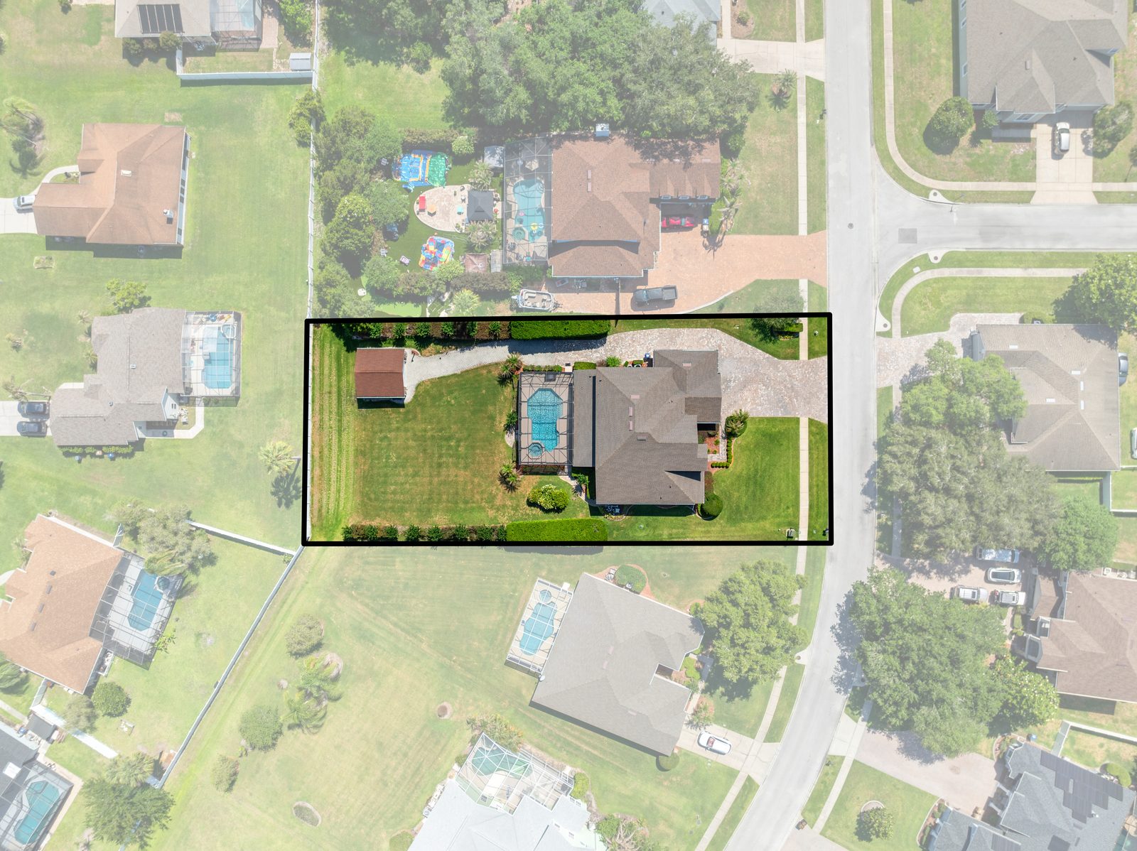Aerial showing the half-acre lot