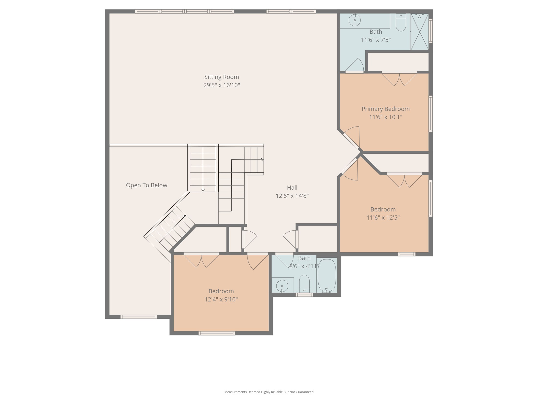 Second floor plan with room dimensions